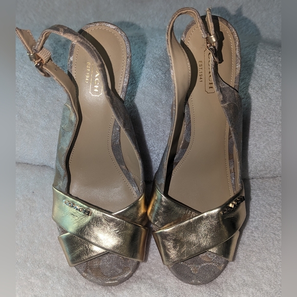 Vintage Coach Jesse wedge cork heeled sandals. 7.5 - Picture 1 of 11